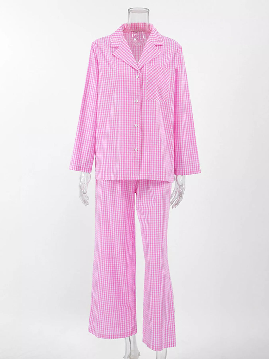 The Pink Check-In Gingham Pajama Set
