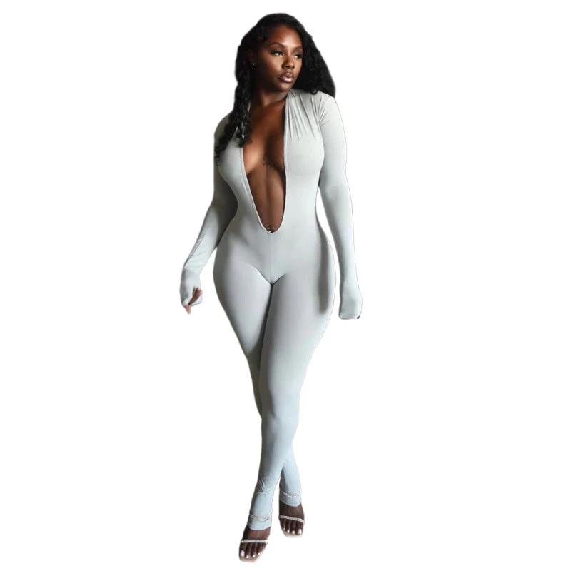 Spotlight Plunge Long Sleeve Jumpsuit