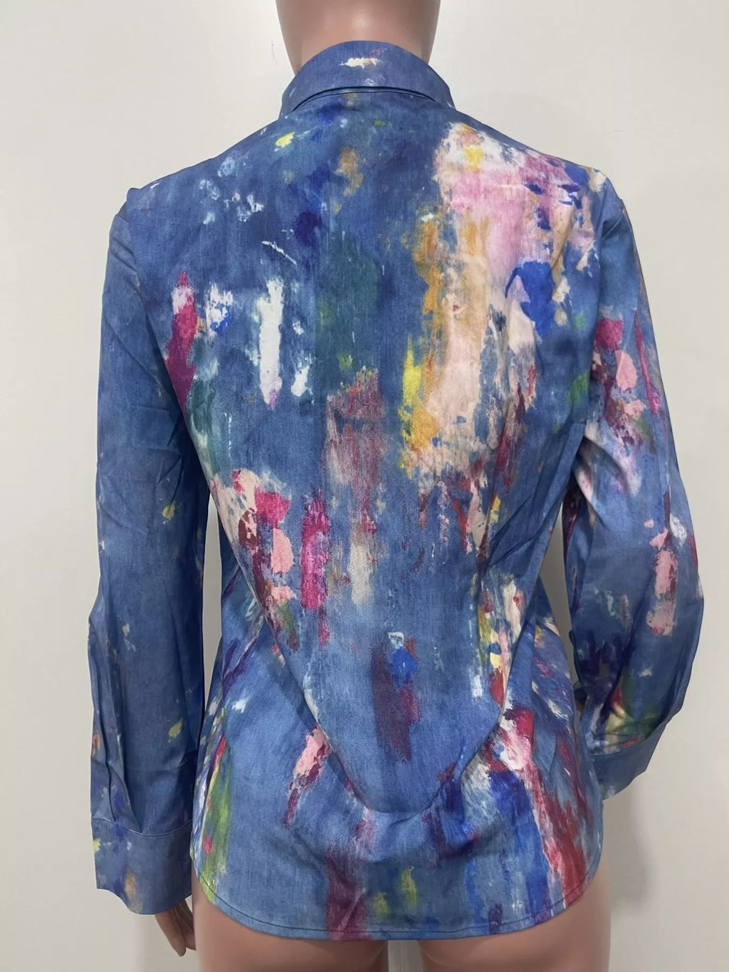 The Gallery District Paint-Print Denim-Look Shirt