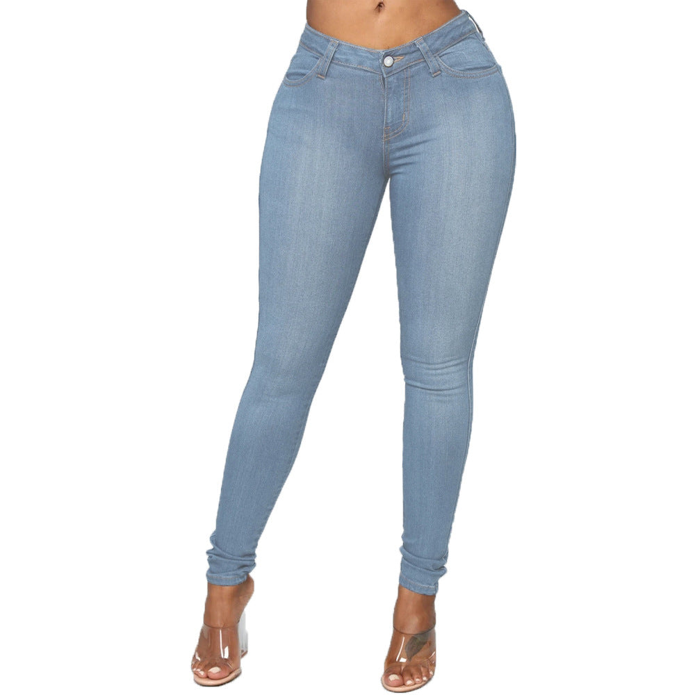 Stretch Skinny Jeans | Mid-Rise Slim Fit Pencil Denim Full Length