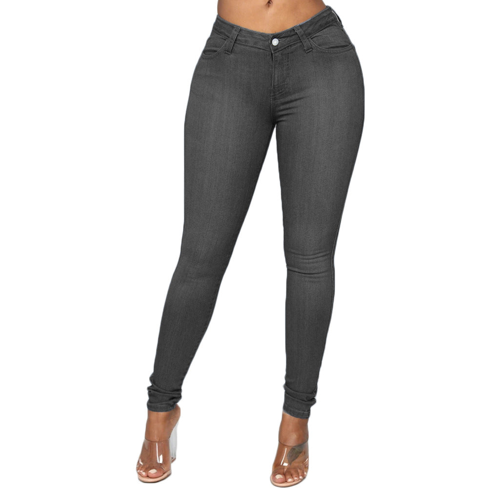 Stretch Skinny Jeans | Mid-Rise Slim Fit Pencil Denim Full Length