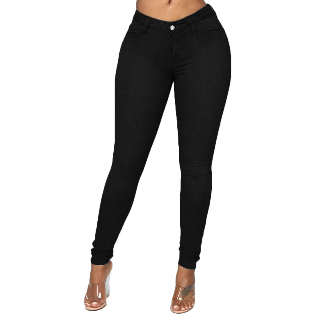 Stretch Skinny Jeans | Mid-Rise Slim Fit Pencil Denim Full Length