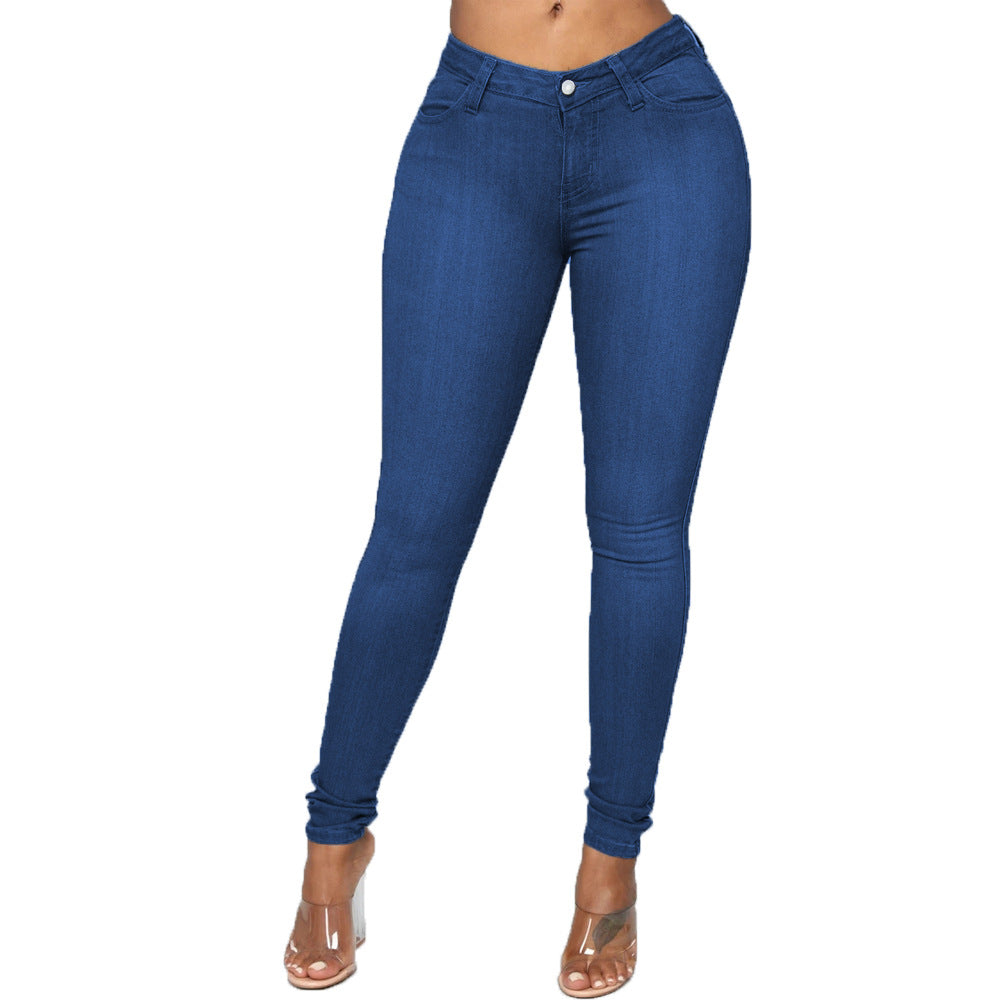 Stretch Skinny Jeans | Mid-Rise Slim Fit Pencil Denim Full Length