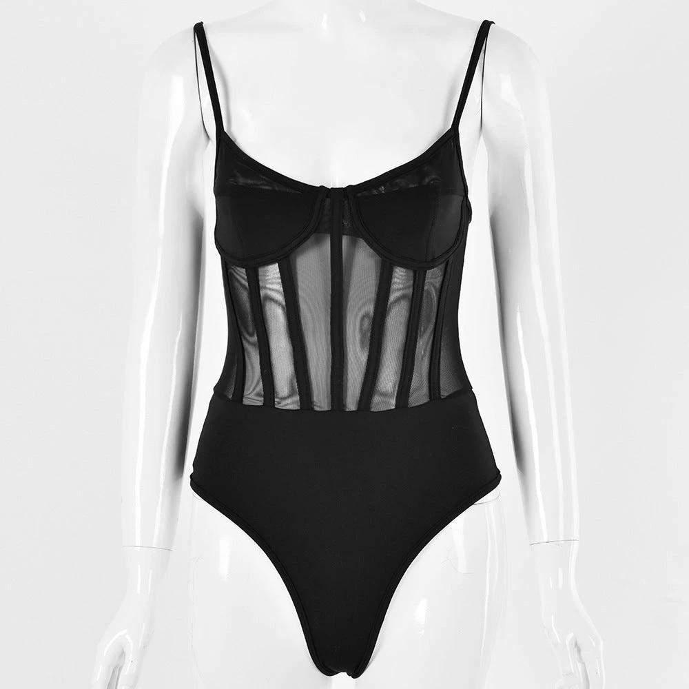 The Muse Affair Mesh Corset-Style Bodysuit
