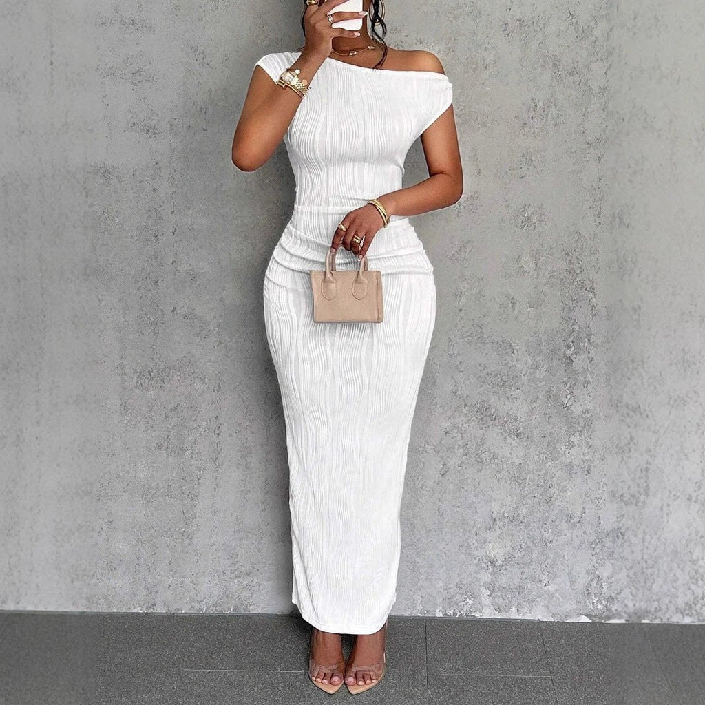 The Ripple Poise Asymmetric Neck Dress