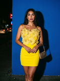 The Golden Bloom Petal Mini Dress