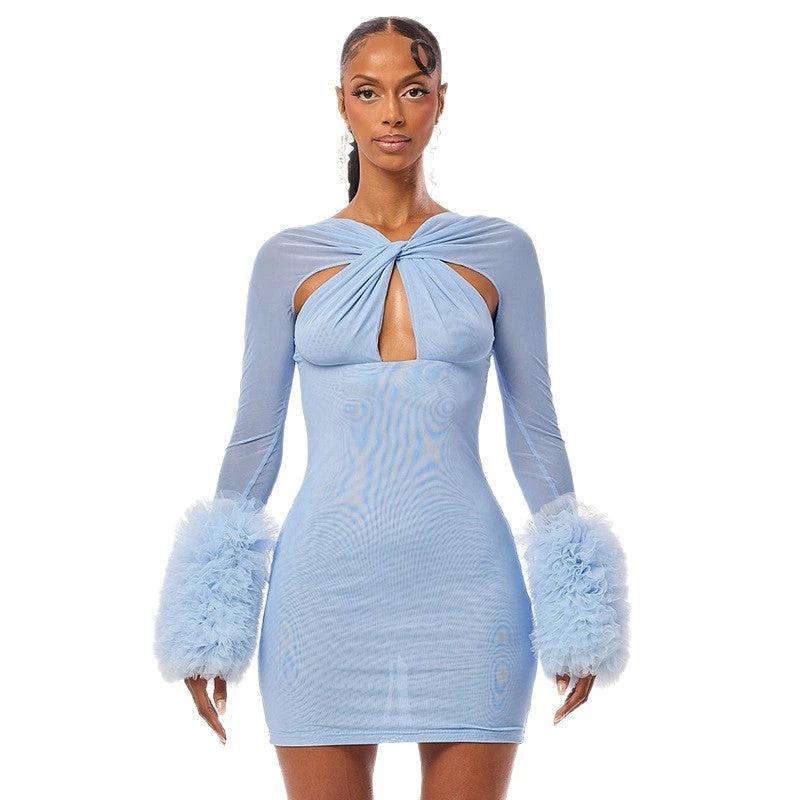 The Plush Affair Cutout Mesh Mini Dress