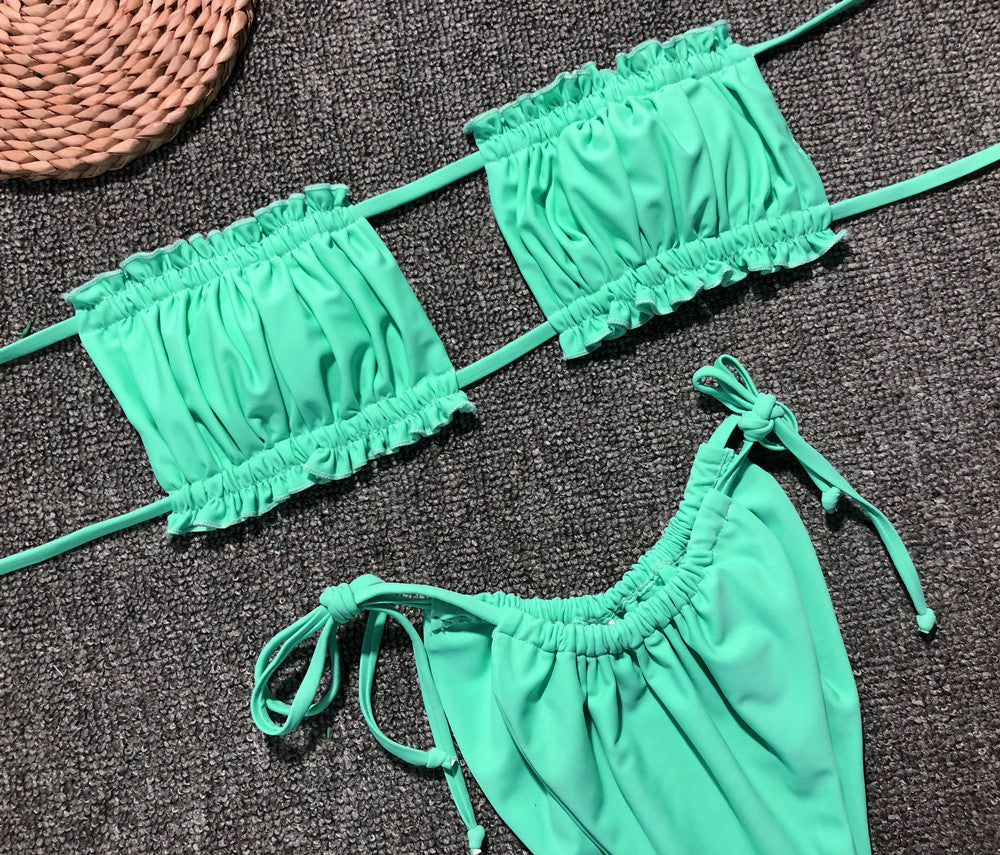 The Frill Trim Ruched Bikini Set