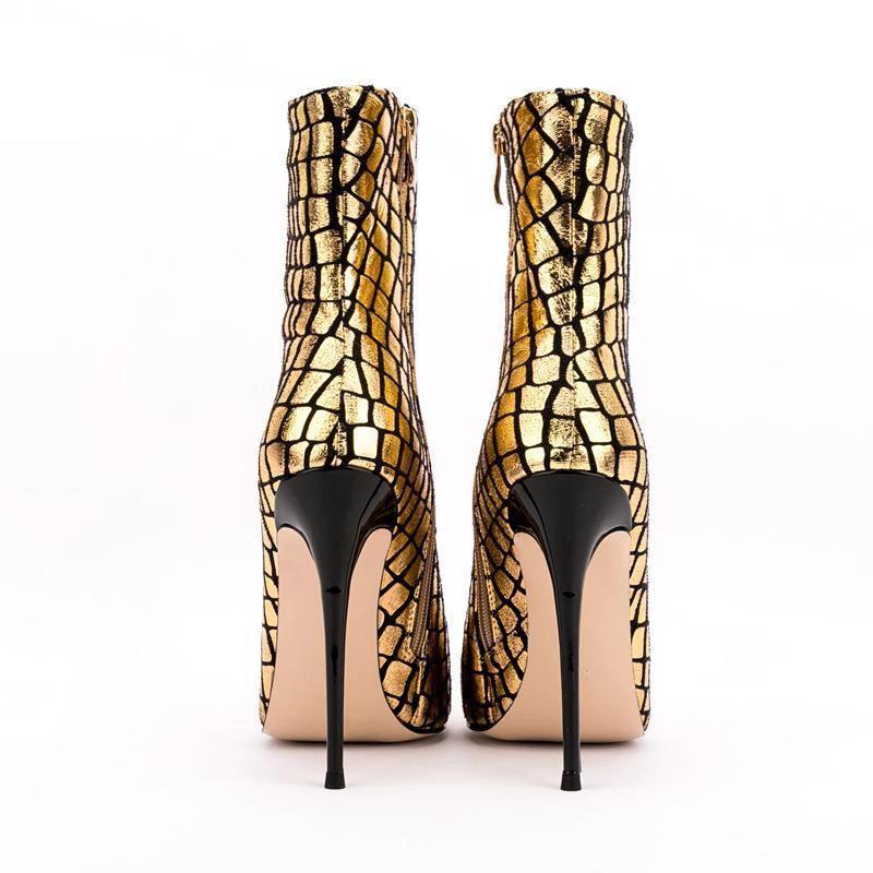 The Gilded Grid Stiletto Ankle Boots