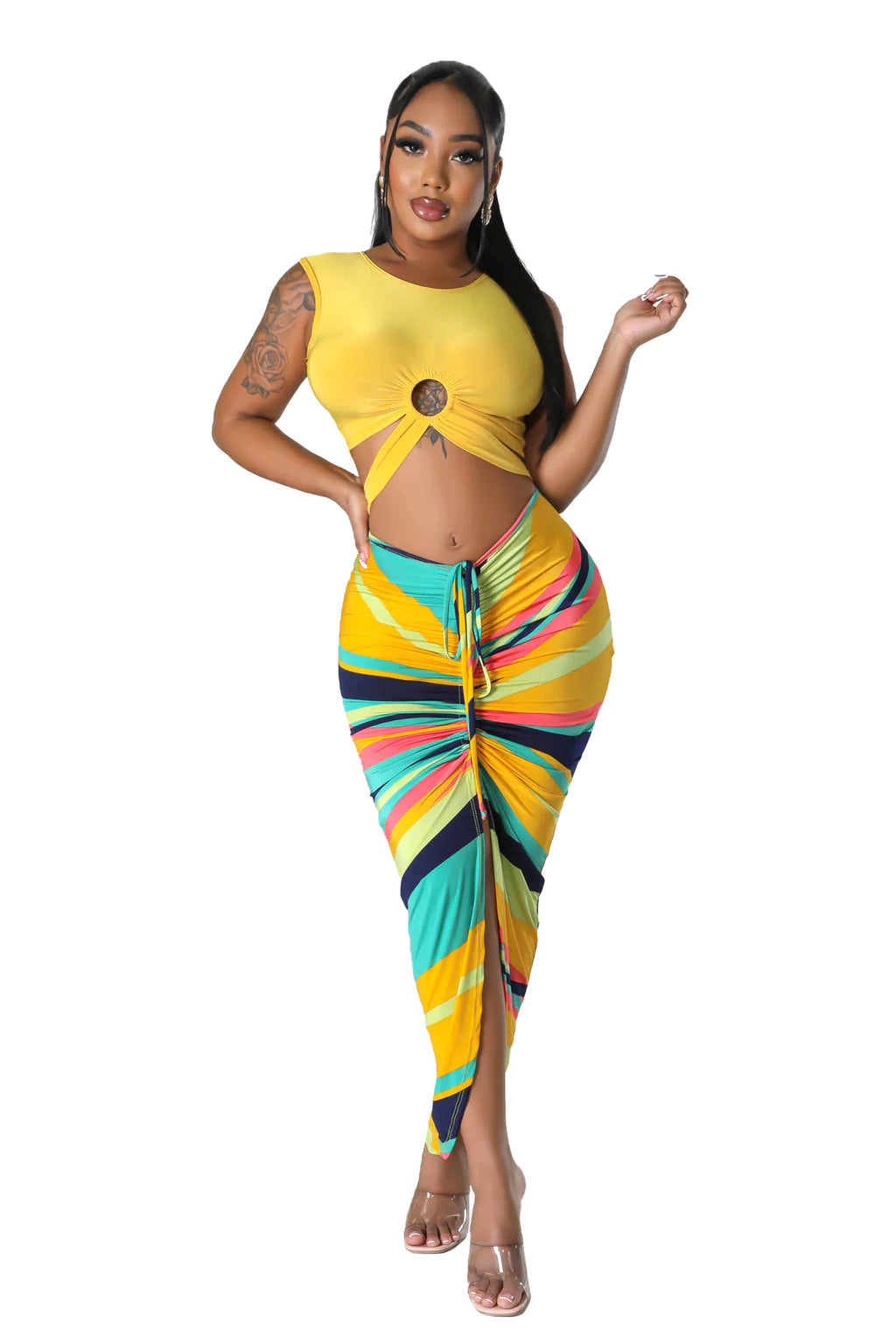 The Sunset Pop Cutout Skirt Set