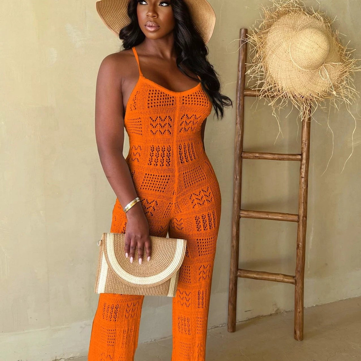 The Coastal Social Openwork Knit Jumpsuit