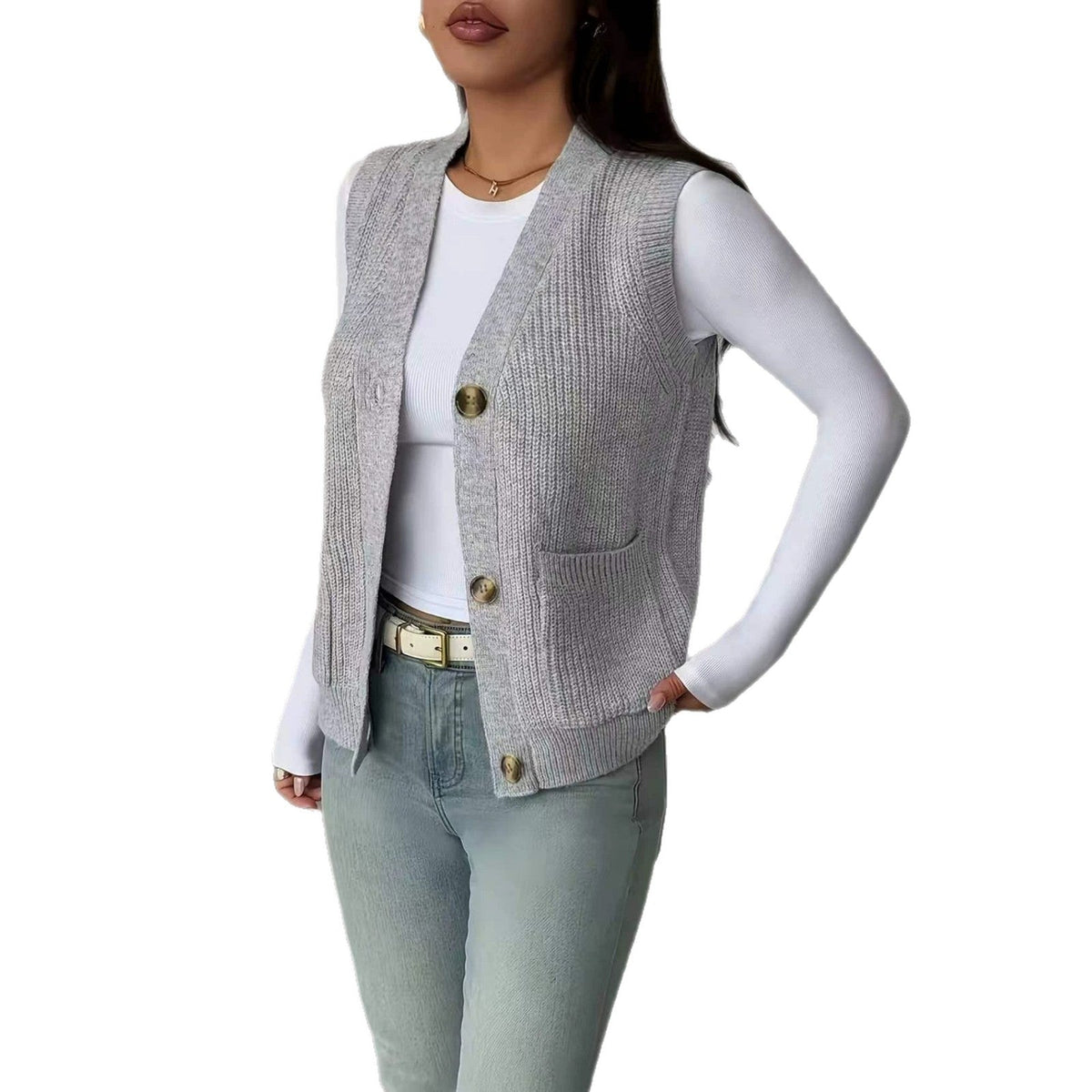 The Café Layer Button-Front Sweater Vest