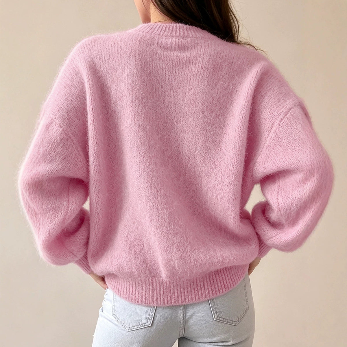 The Rosy Reverie Crew-Neck Knit Sweater