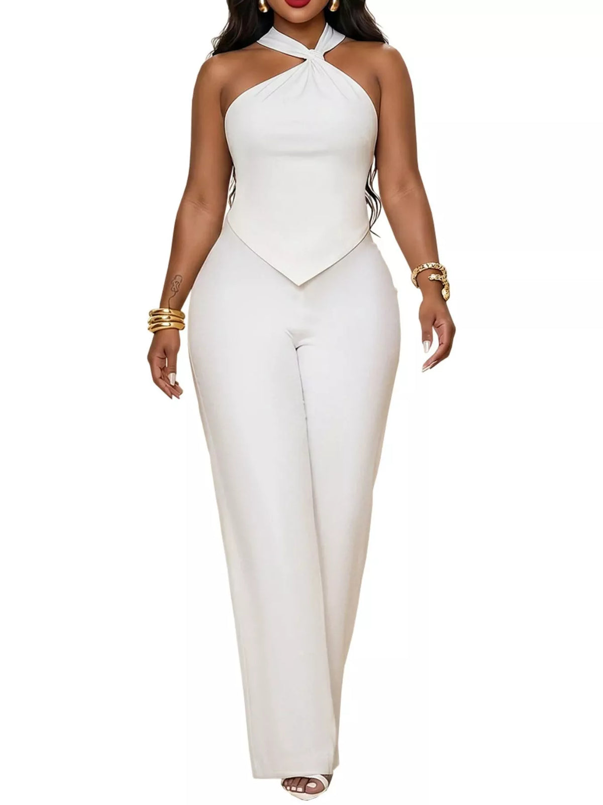 The Golden Hour Twist-Neck Pants Set