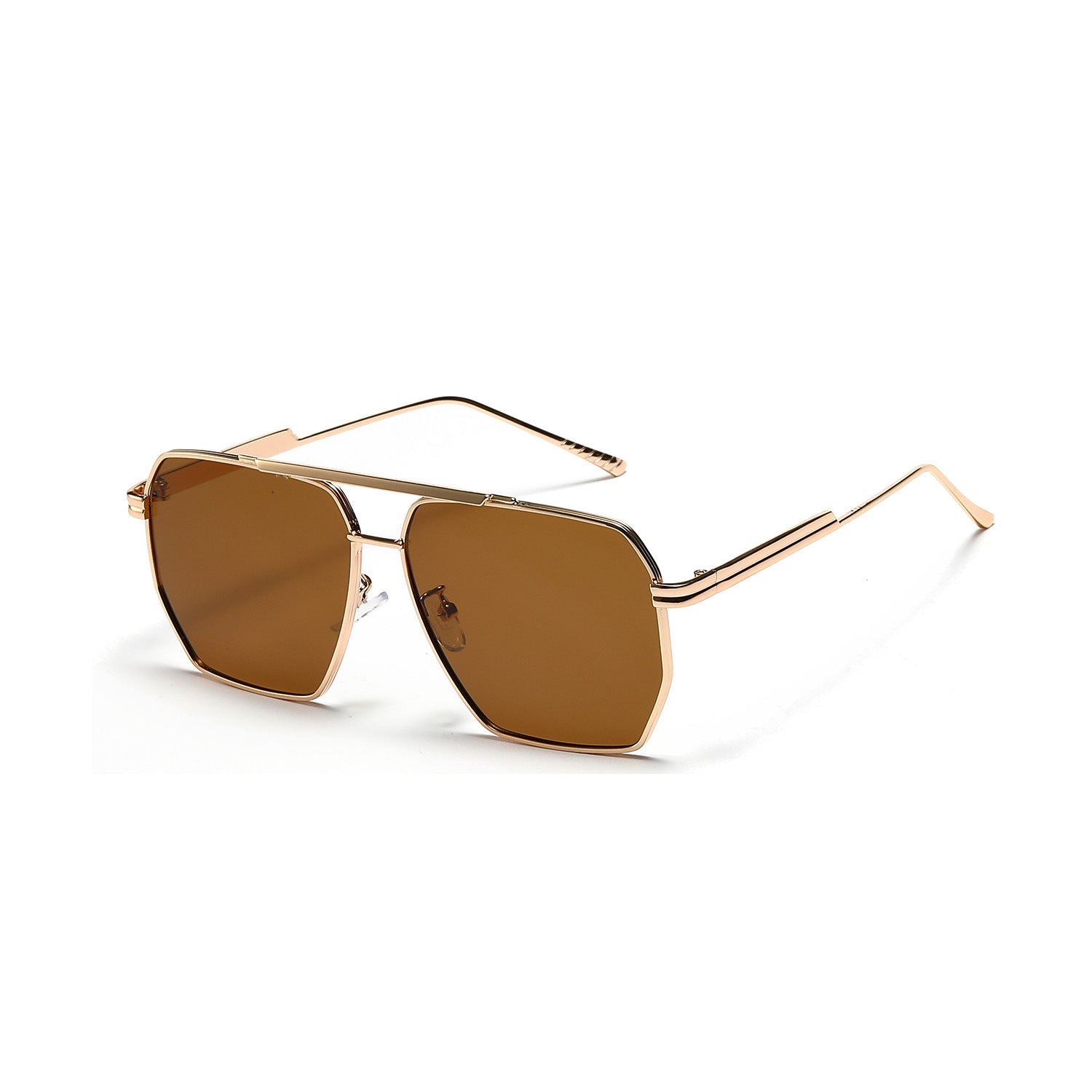 Double Beam Large Frame Sunglasses | Retro UV400 Copper Frame Eyewear