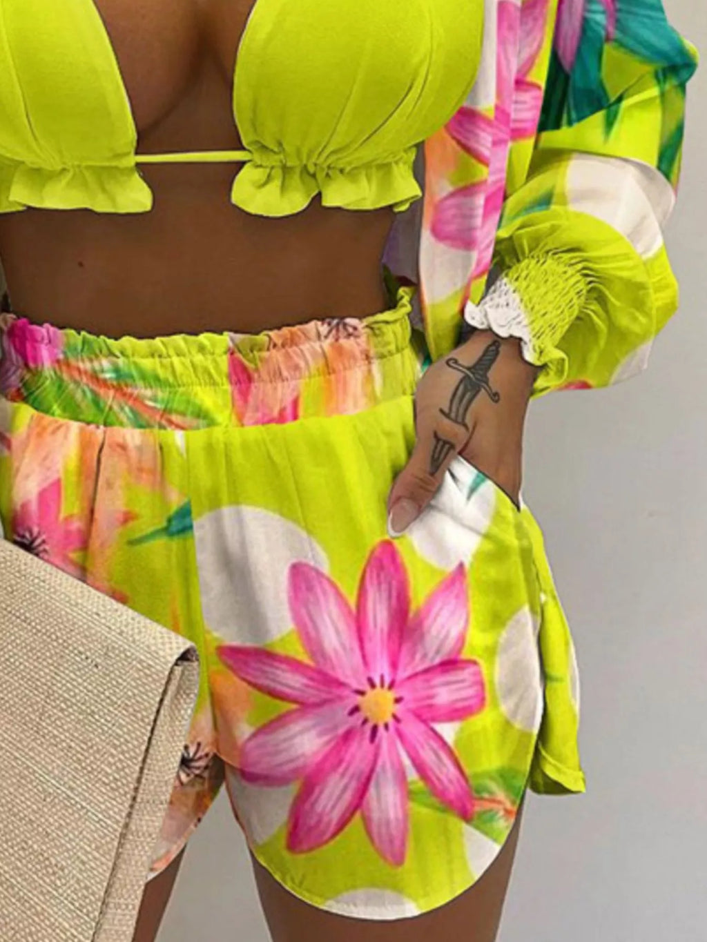 The Bloom Escape Three-Piece Shorts Set