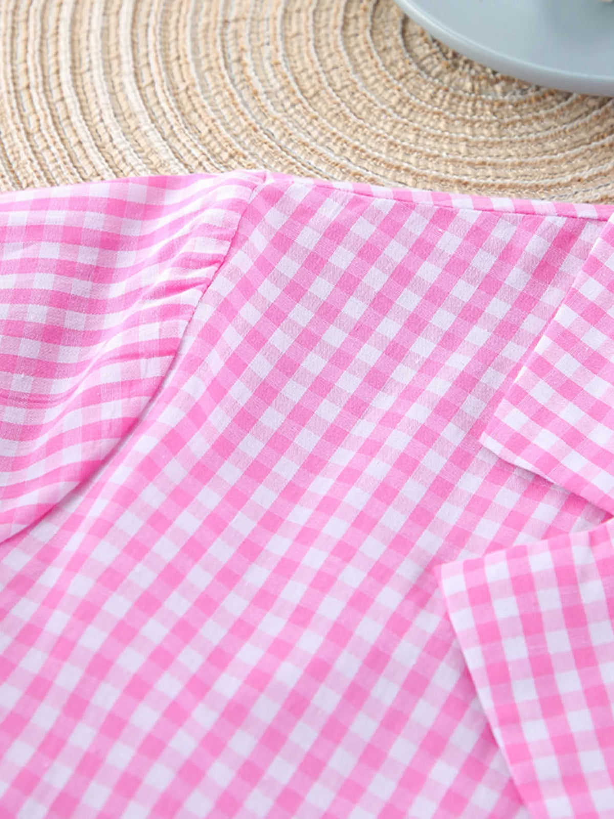 The Pink Check-In Gingham Pajama Set