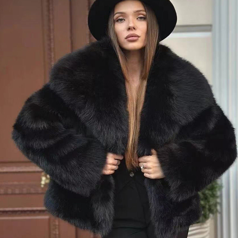 Women's Fluffy Casual Fox Fur Jacket Women's Clothing