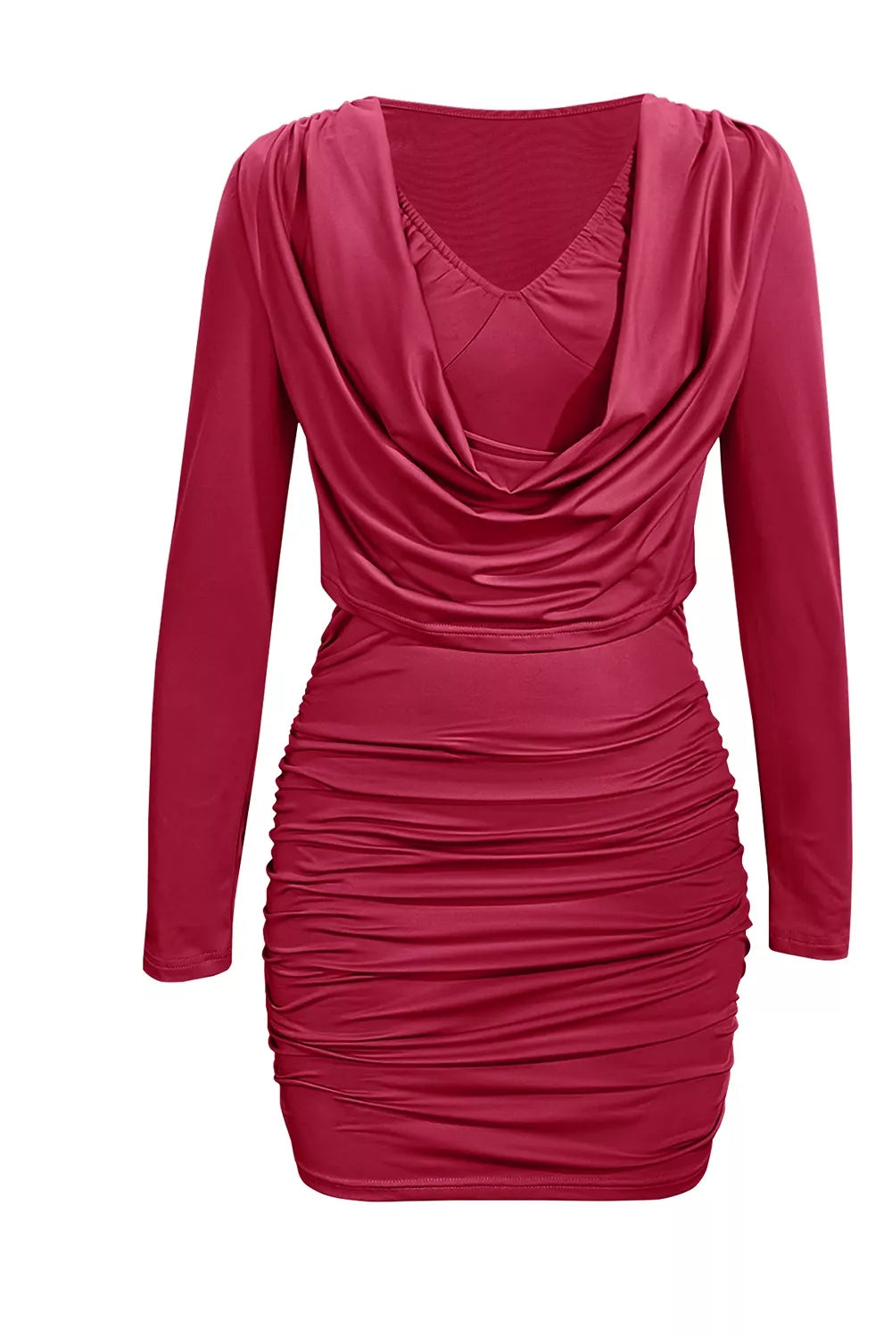 The Dinner Date Ruched Cowl Mini Dress