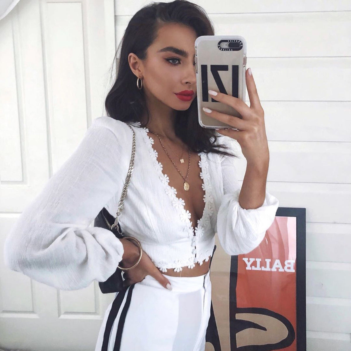 The Daisy Reverie V-Neck Cropped Blouse
