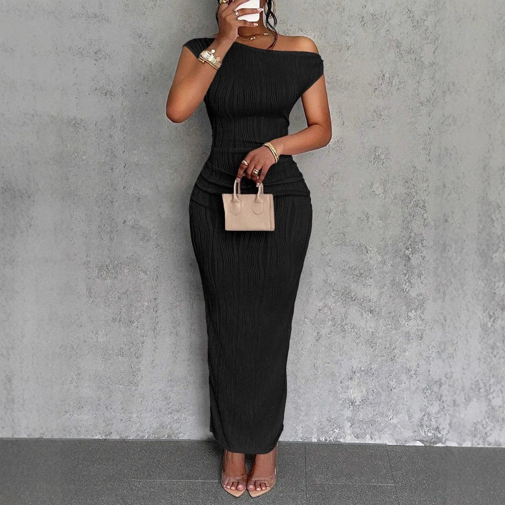 The Ripple Poise Asymmetric Neck Dress