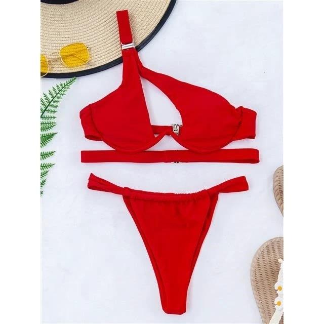Afterglow One-Shoulder Cutout Bikini Set