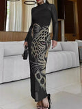 The Wild Portrait Leopard Mesh Maxi Dress