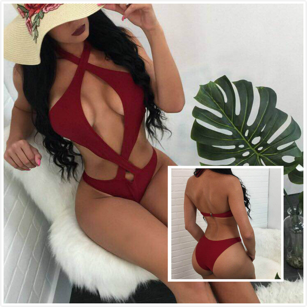 The Crossed Escape Halter Cutout One-Piece Swimsuit