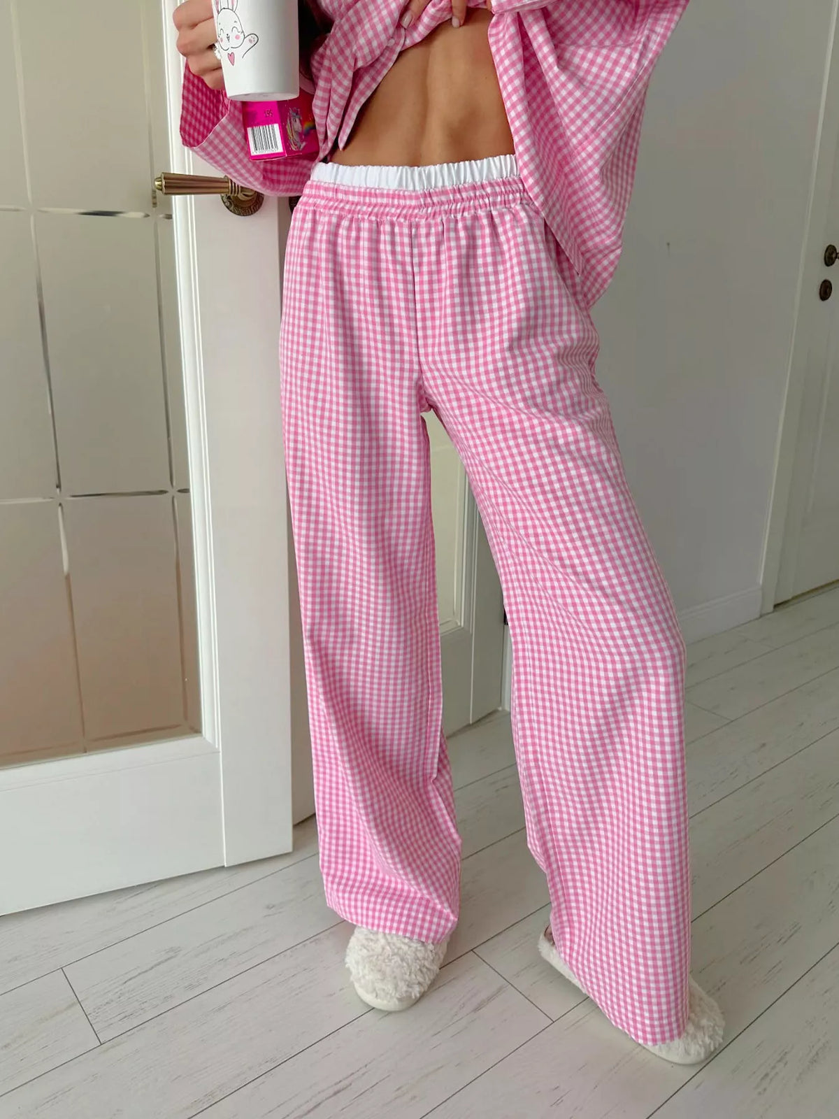 The Pink Check-In Gingham Pajama Set