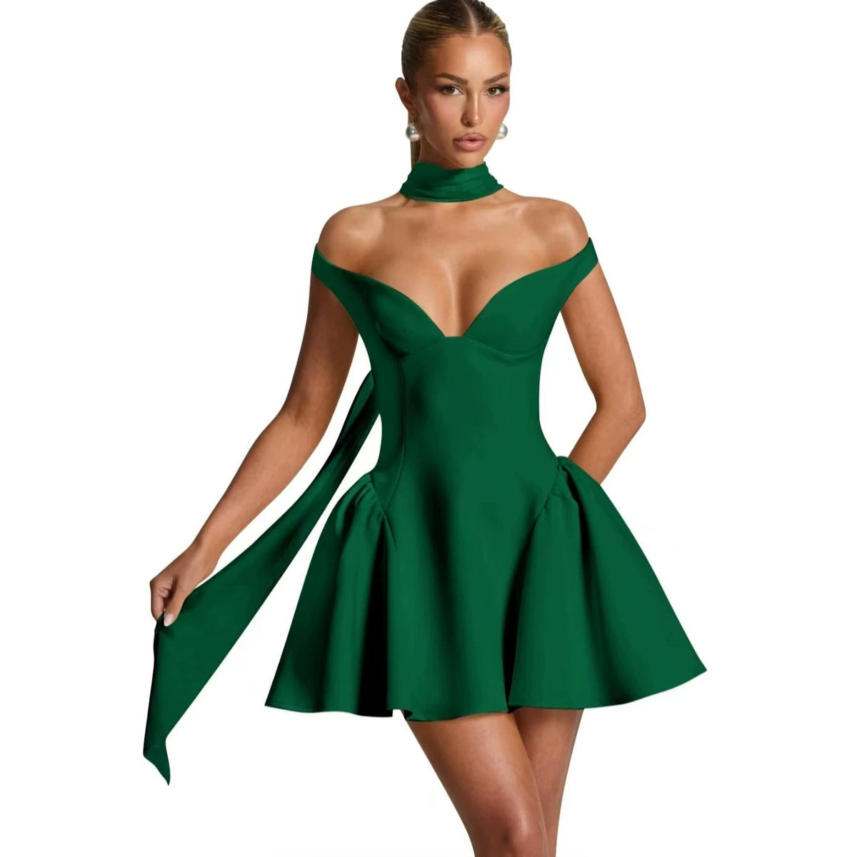 The Poised Romance Off-Shoulder Flared Dress