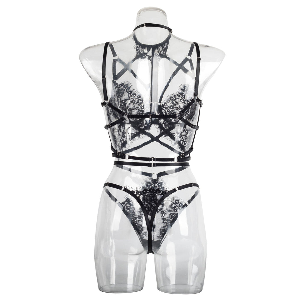 The Lace Intrigue Strappy Halter Lingerie Set