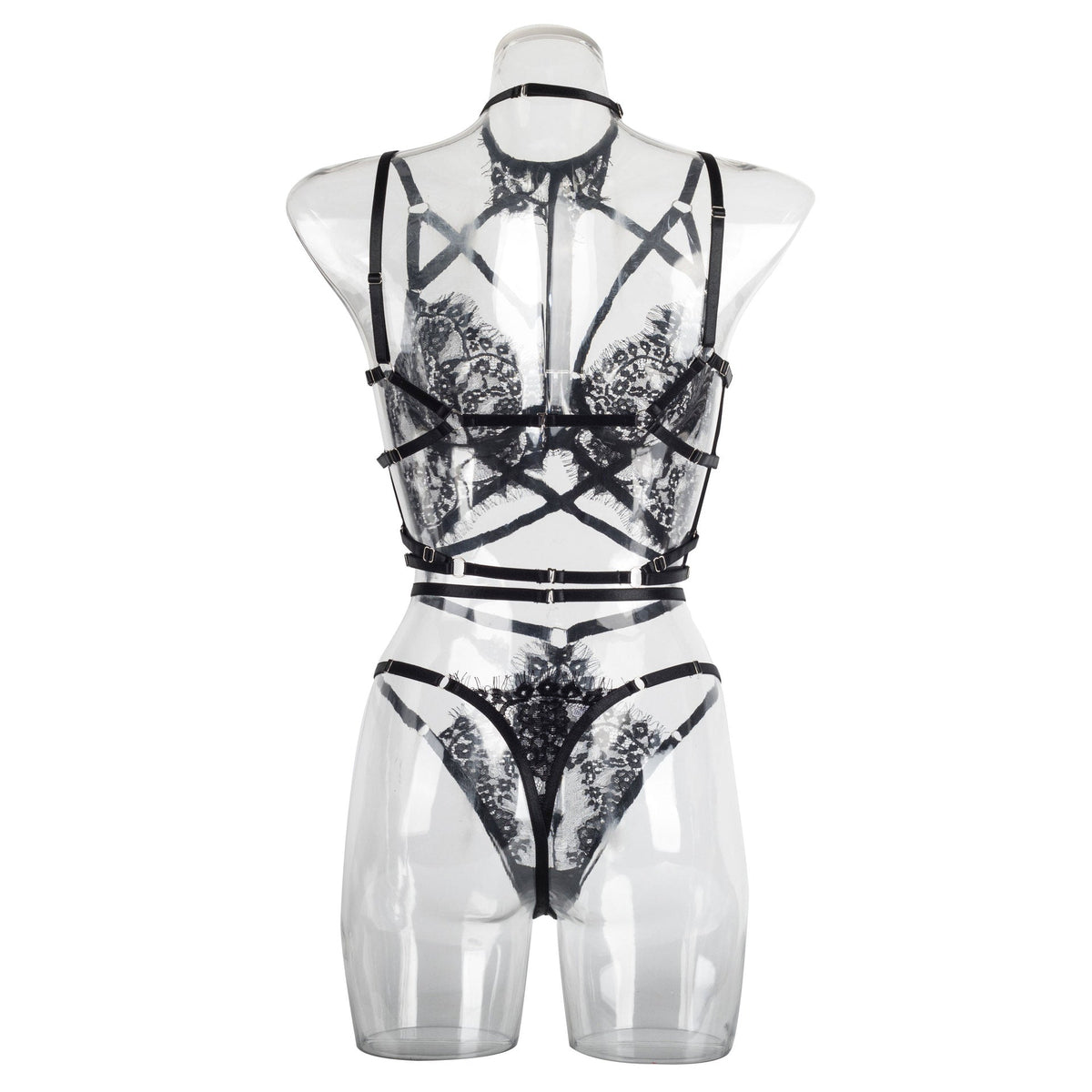 The Lace Intrigue Strappy Halter Lingerie Set