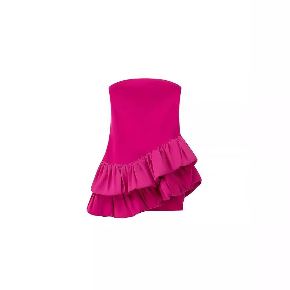 The Rosé Social Strapless Ruffle Mini Dress