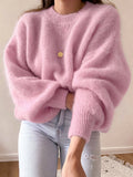 The Rosy Reverie Crew-Neck Knit Sweater