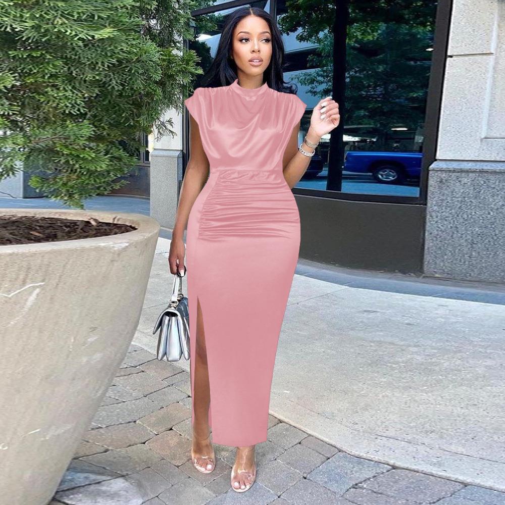The Poised Affair Draped Side-Slit Dress