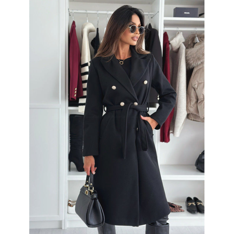 Women's Red British-style A-line Wool Coatcape Top