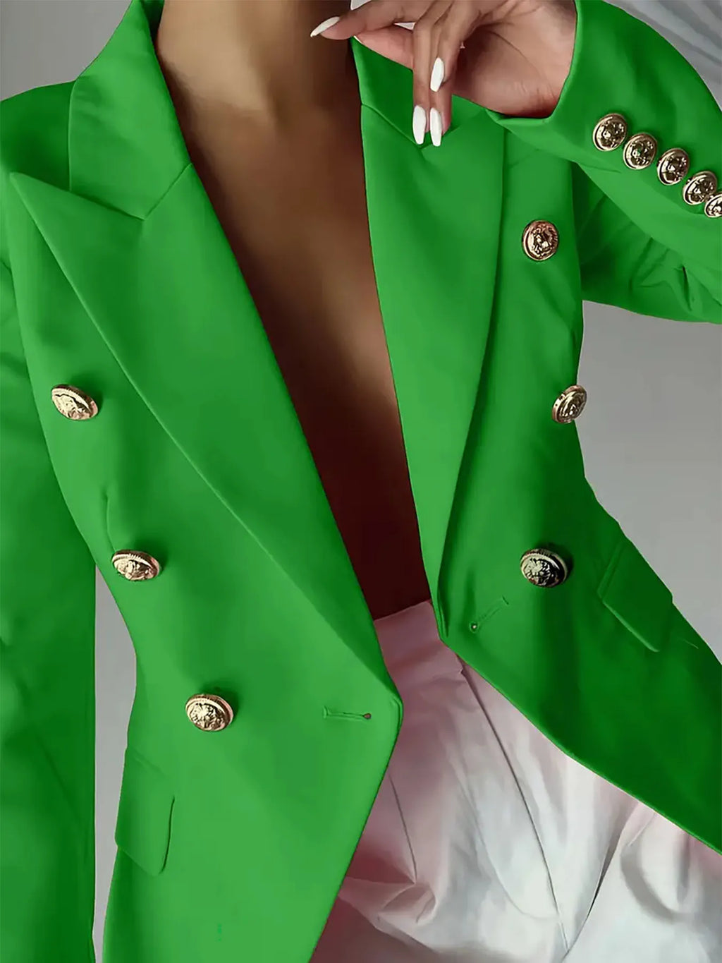 Decor Button Lapel Collar Blazer