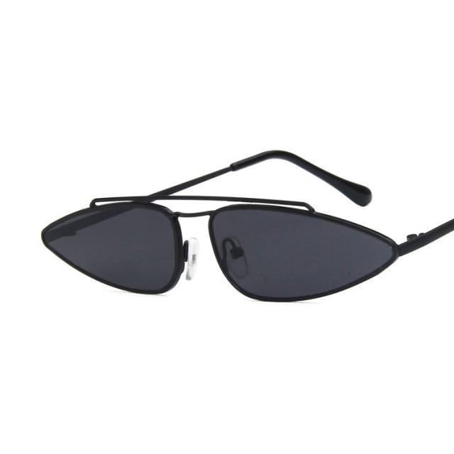 Ultra-Slim Vintage Cat-Eye Sunglasses | Gold Double-Bridge Metal Frame, Tinted Lenses & UV400 — 50s-Meets-Y2K Editorial
