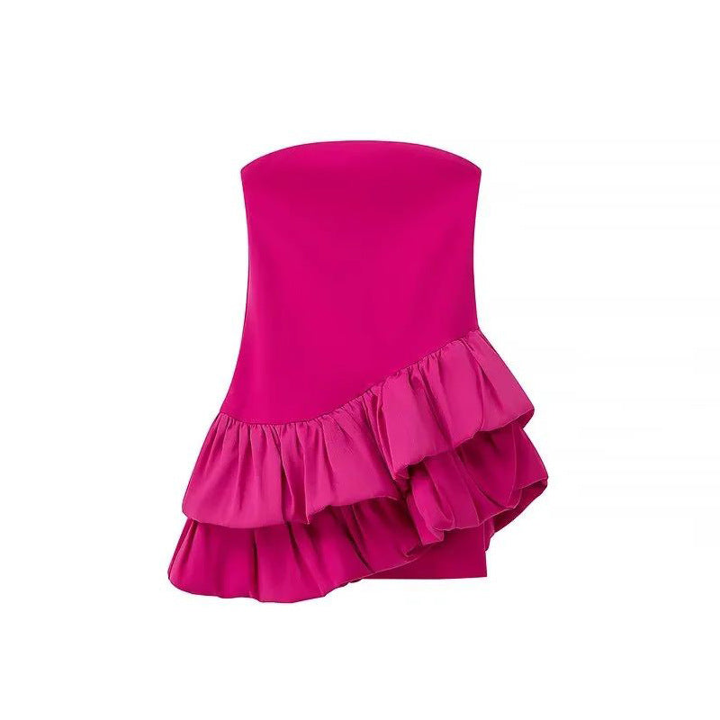 The Rosé Social Strapless Ruffle Mini Dress