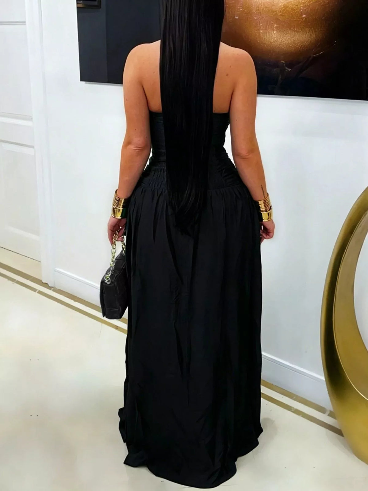 The Evening Muse Halter Cutout Maxi Dress