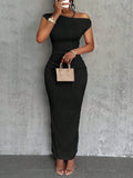 The Ripple Poise Asymmetric Neck Dress