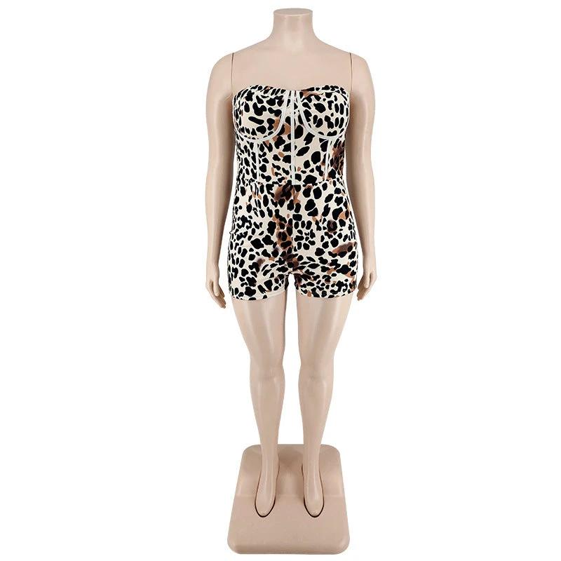 The Wild Poise Strapless Leopard Romper