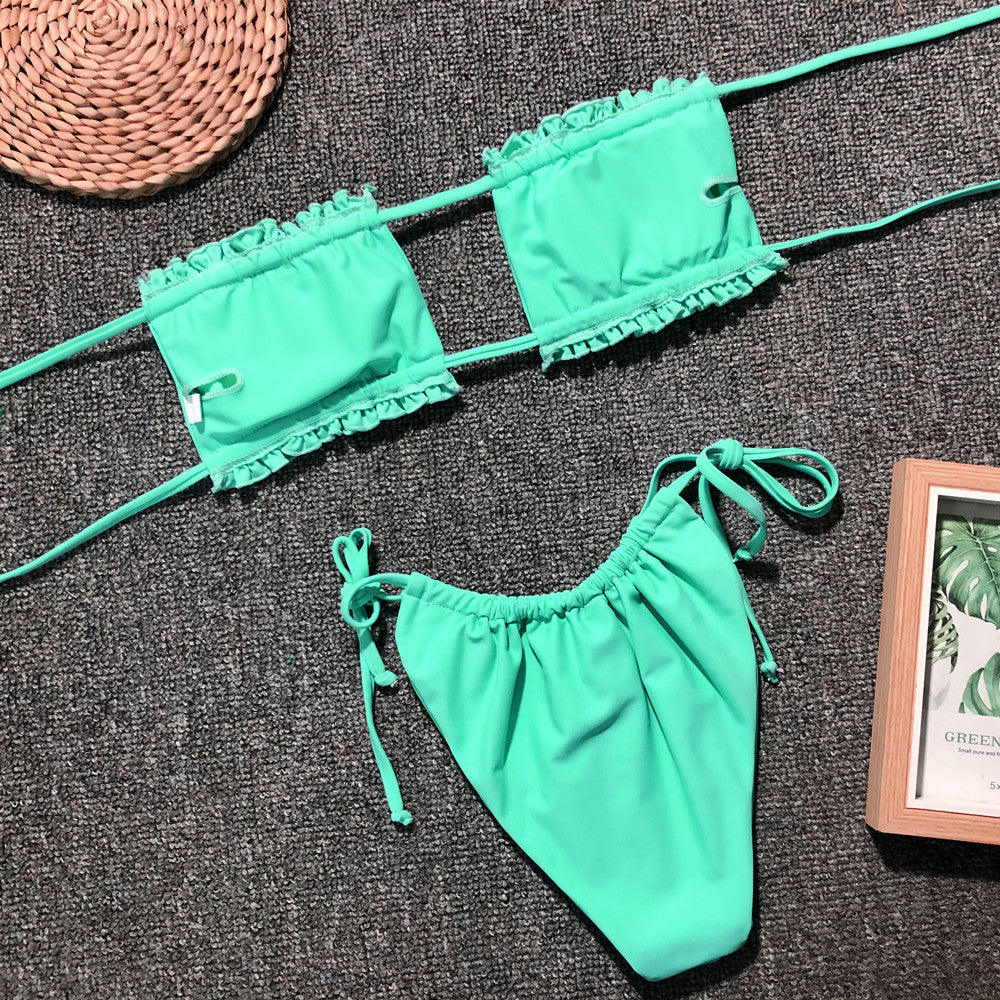 The Frill Trim Ruched Bikini Set