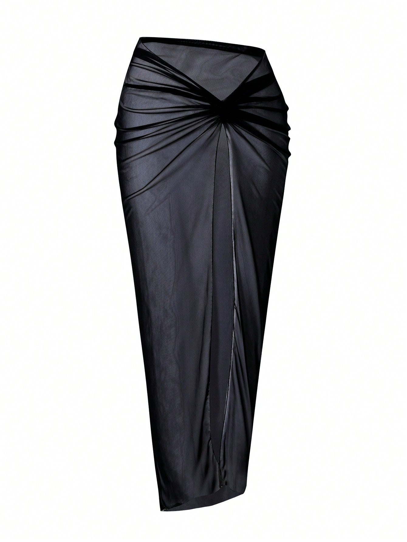 Black Gold Hardware Halter Bikini & Sheer Mesh Maxi Skirt Set