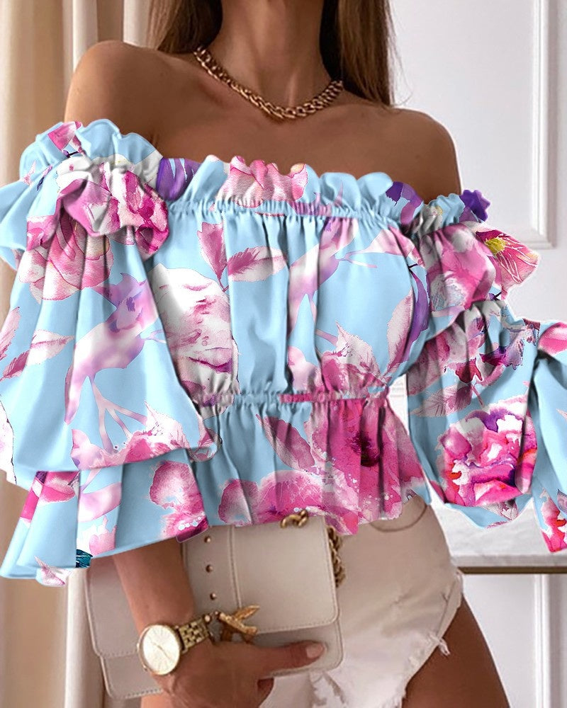 The Garden Social Off-Shoulder Ruffle Blouse