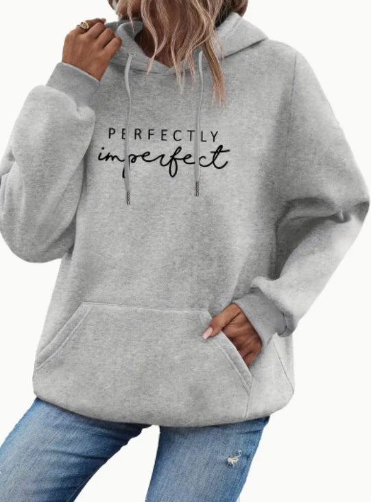 European And American Women's Autumn And Winter Letter Printed Kangaroo Pocket Hoodie