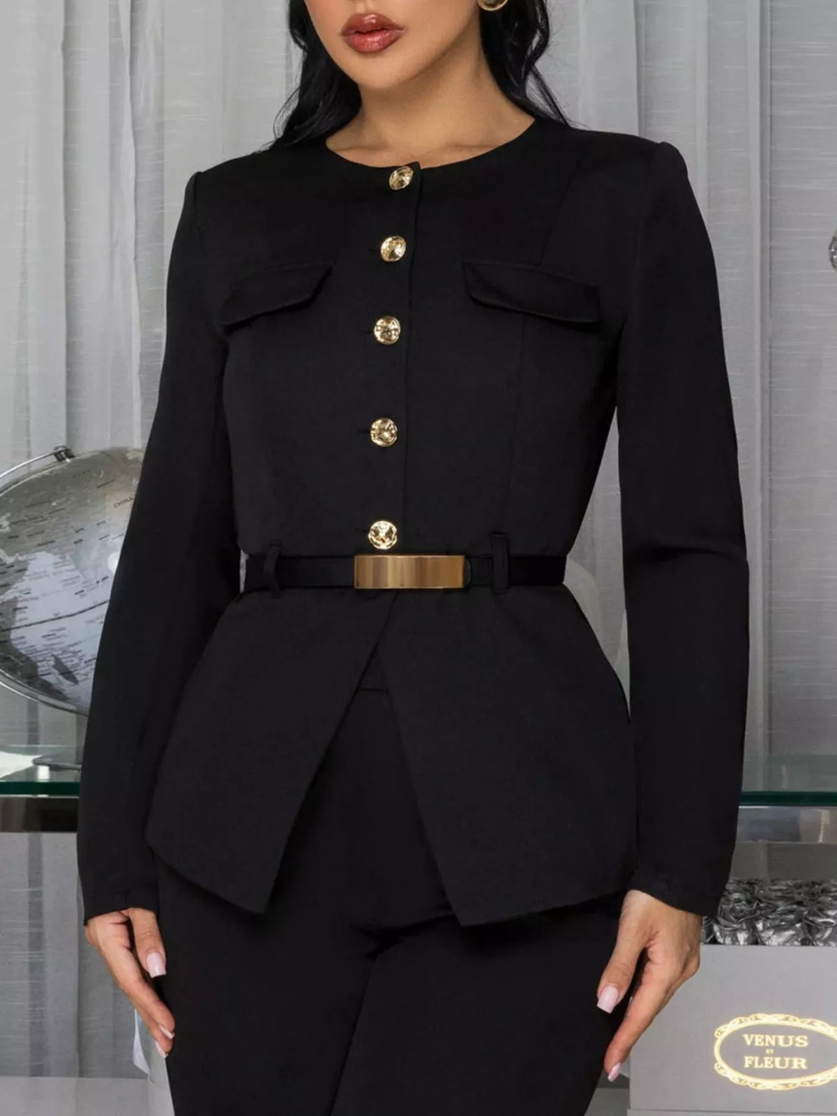 The Executive Hour Button-Front Pants Set
