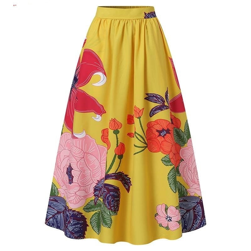 The Garden Escape Yellow Floral Maxi Skirt