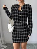The Uptown Society Plaid Jacket & Mini Dress Set