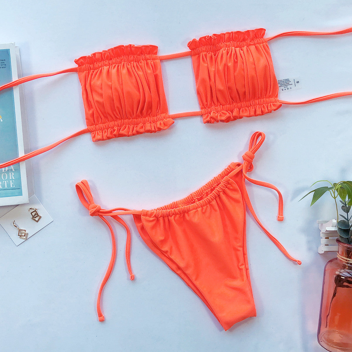 The Frill Trim Ruched Bikini Set